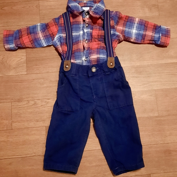 SOLD Carter's Piece Set,Flannel Shirt/Suspender Pants - Picture 5 of 8